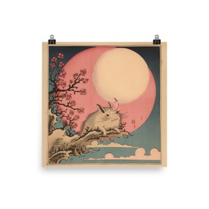 Póster de Ukiyo-e Clefairy, arte Pokémon de inspiración japonesa, impresión de acabado mate, decoración de pared única y caprichosa