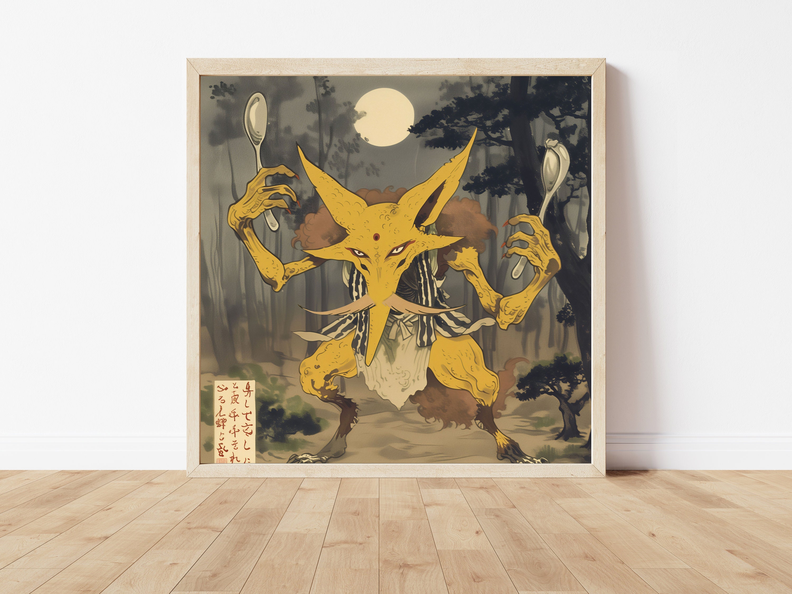 Alakazam Ukiyo-e Poster, Pokémon-inspired Art, Matte Print