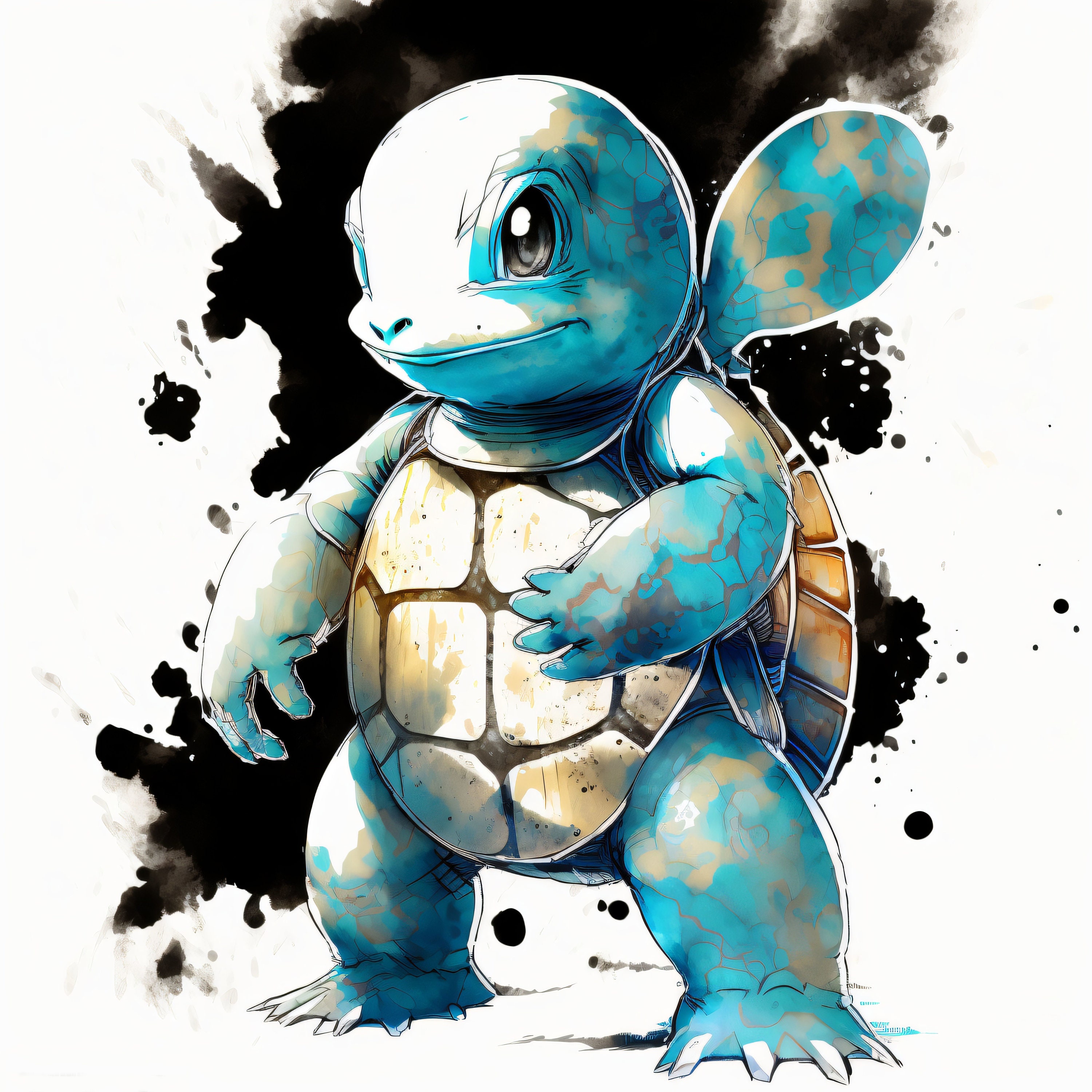ゼニガメとカメックスの進化ポケモン プリント可能なウォール