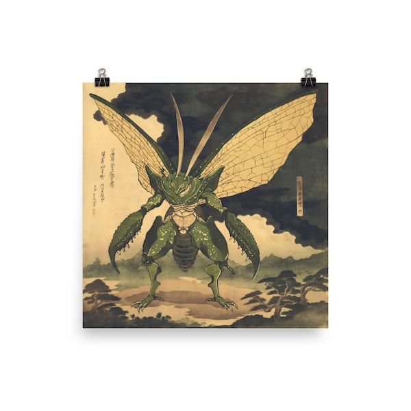 Scyther Ukiyo-e Poster, Pokémon-Inspired Art, Matte Print - Unique Gift, Pokemon Original 151