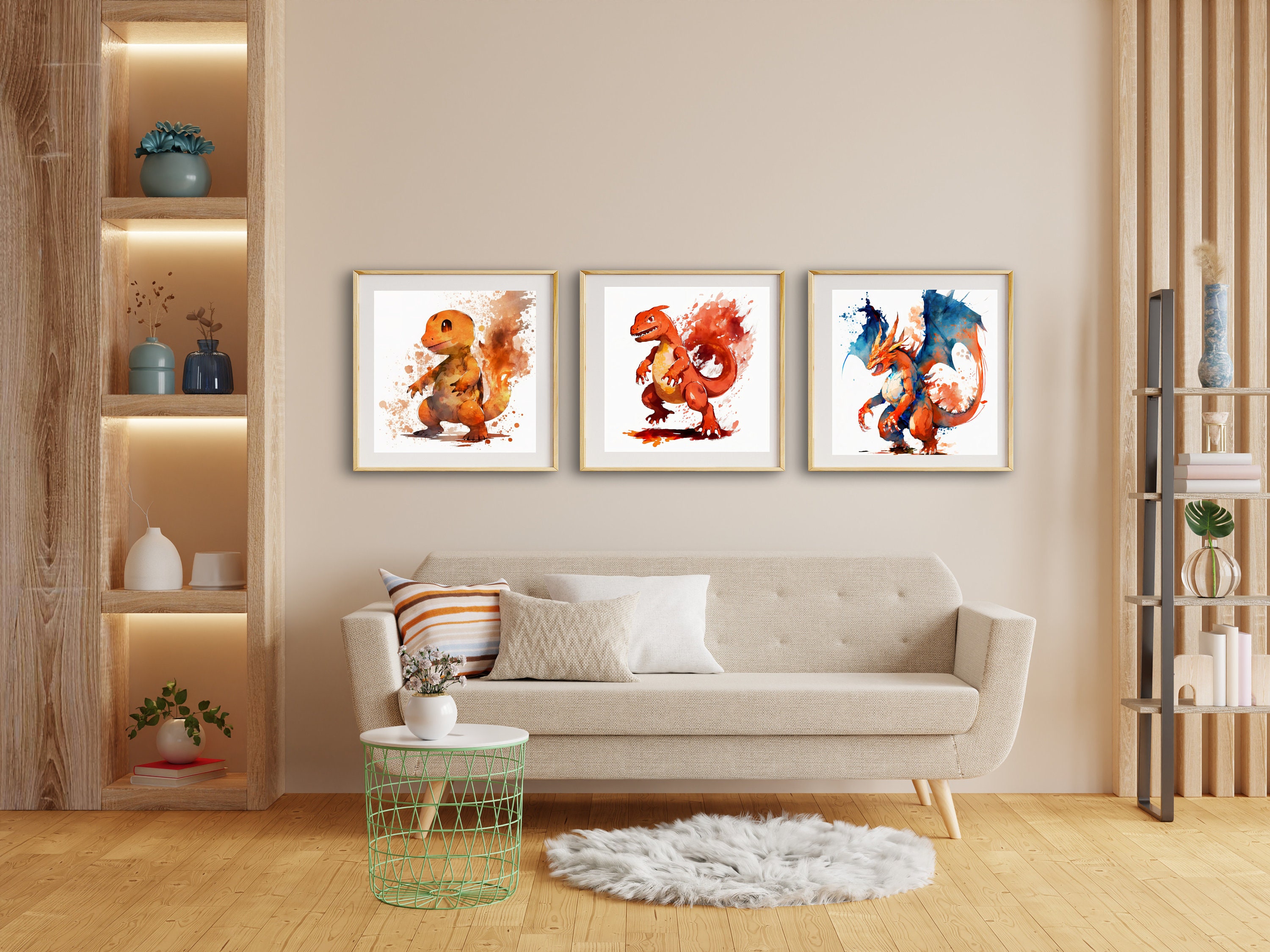 Charizard Evolution Pokemon Printable Wall Art Set, DOWNLOAD and