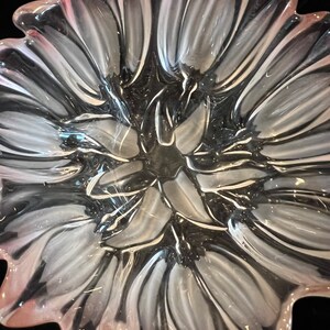 Mikasa Walther Glass Frosted Tulip Pink Clear Glass Bowl Vintage.