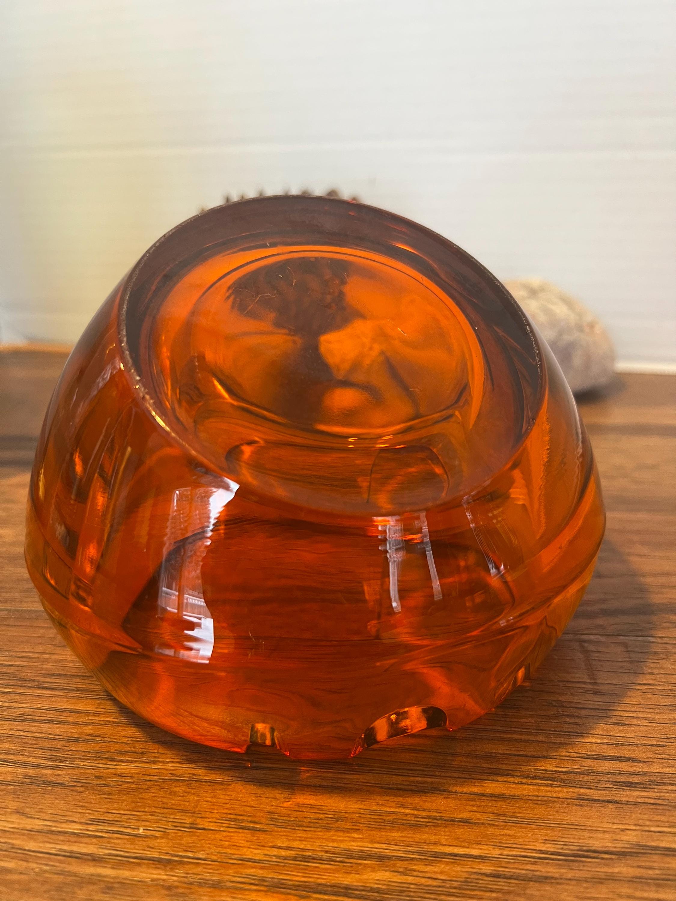 Vintage Viking Orb Ashtray | Mid-century Modern Orange Glass