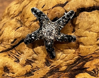 Sparkling MCM Starfish Brooch Pin, Vintage Rhinestone Nautical Jewelry, Retro Cruise Glamour Gift, Coat Scarf Hat Pin Beach Wedding Elegance