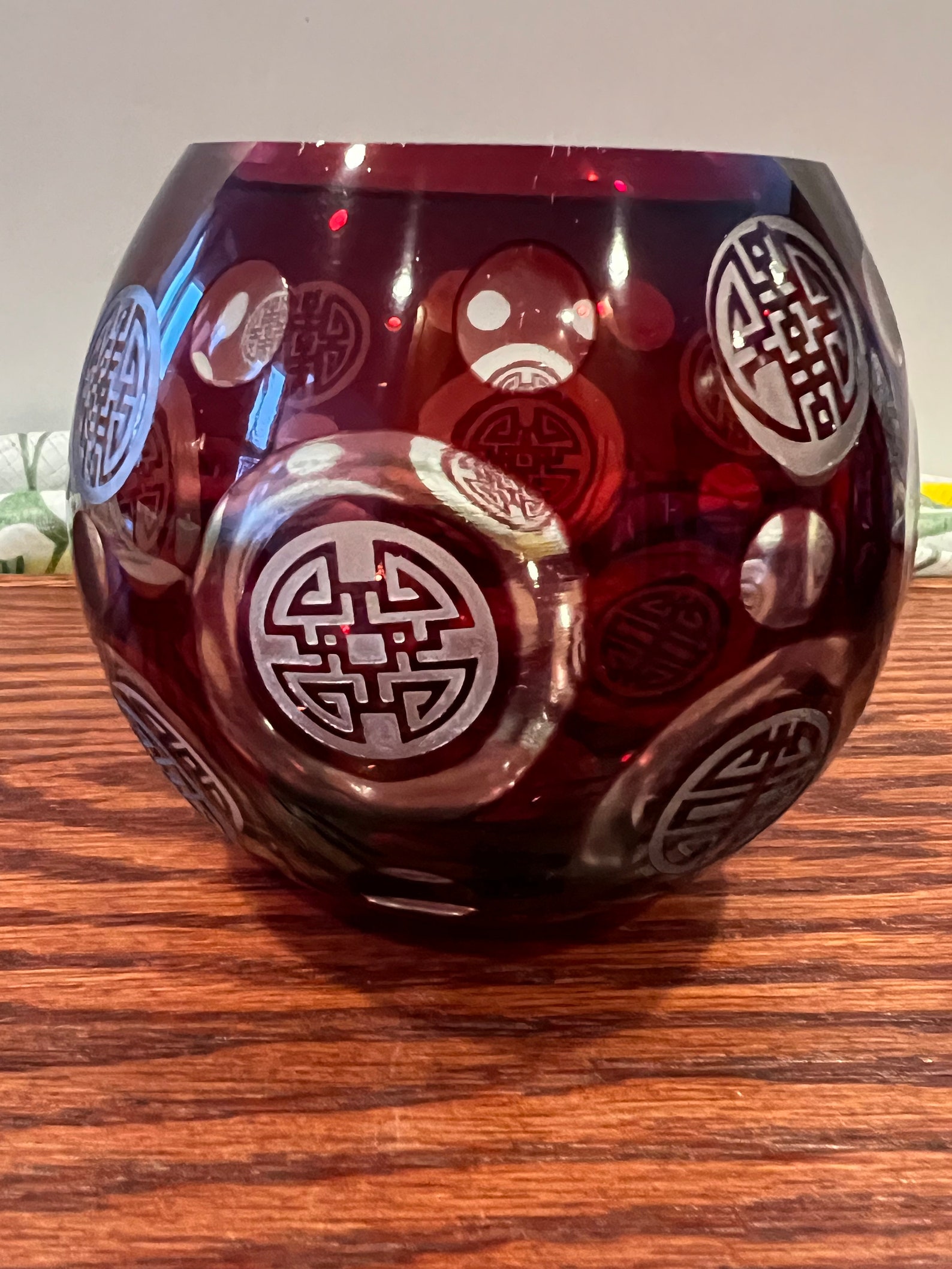 Glass Red Candle Holder main image 1
