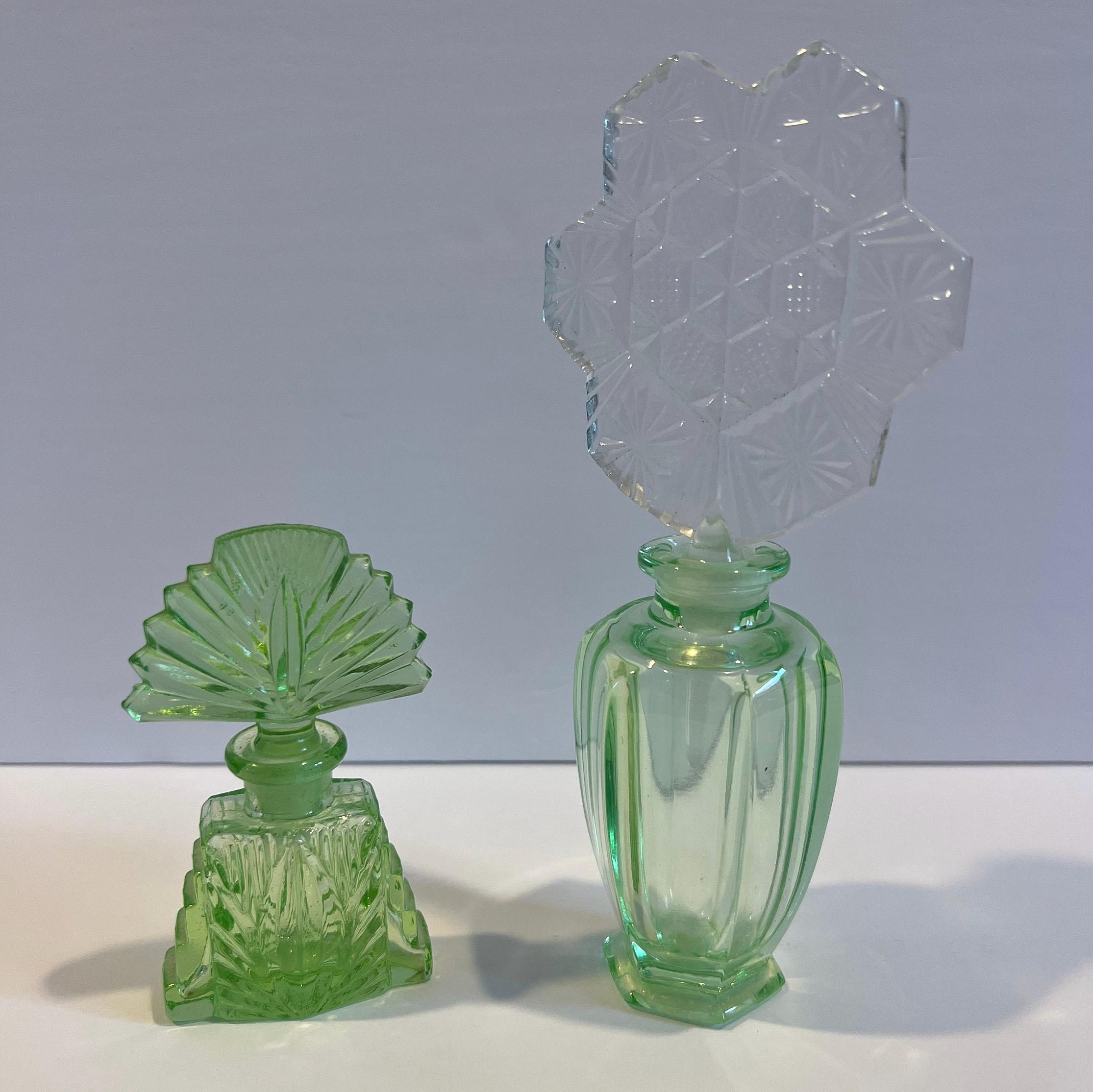 Rare Antique Vaseline Perfume Glass Bottle's Uranium Vintage