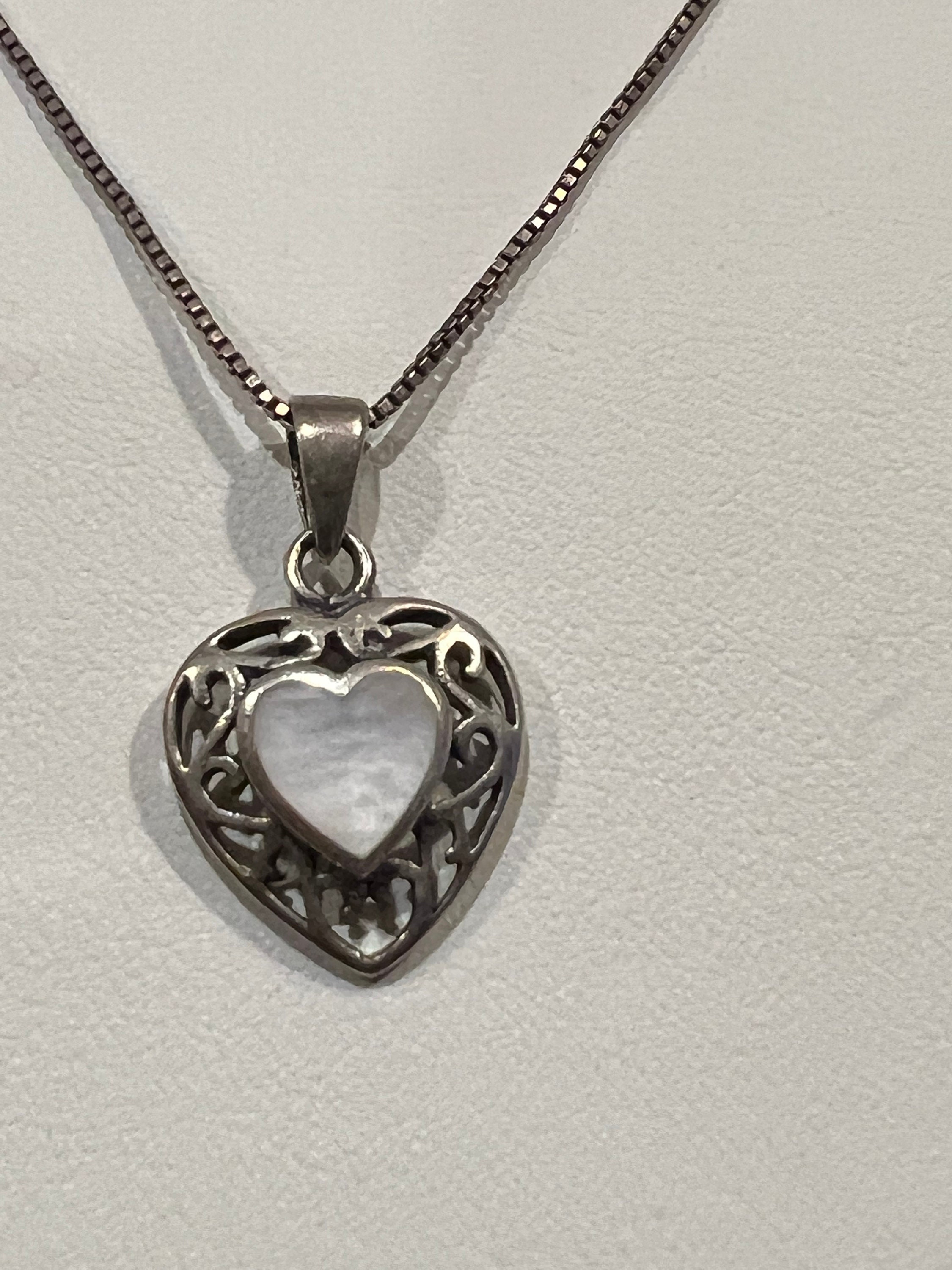 Vintage Exquisite Sterling Silver Heart Necklace 925 With Vintage Exquisite Sterling Silver Heart Necklace 925 With