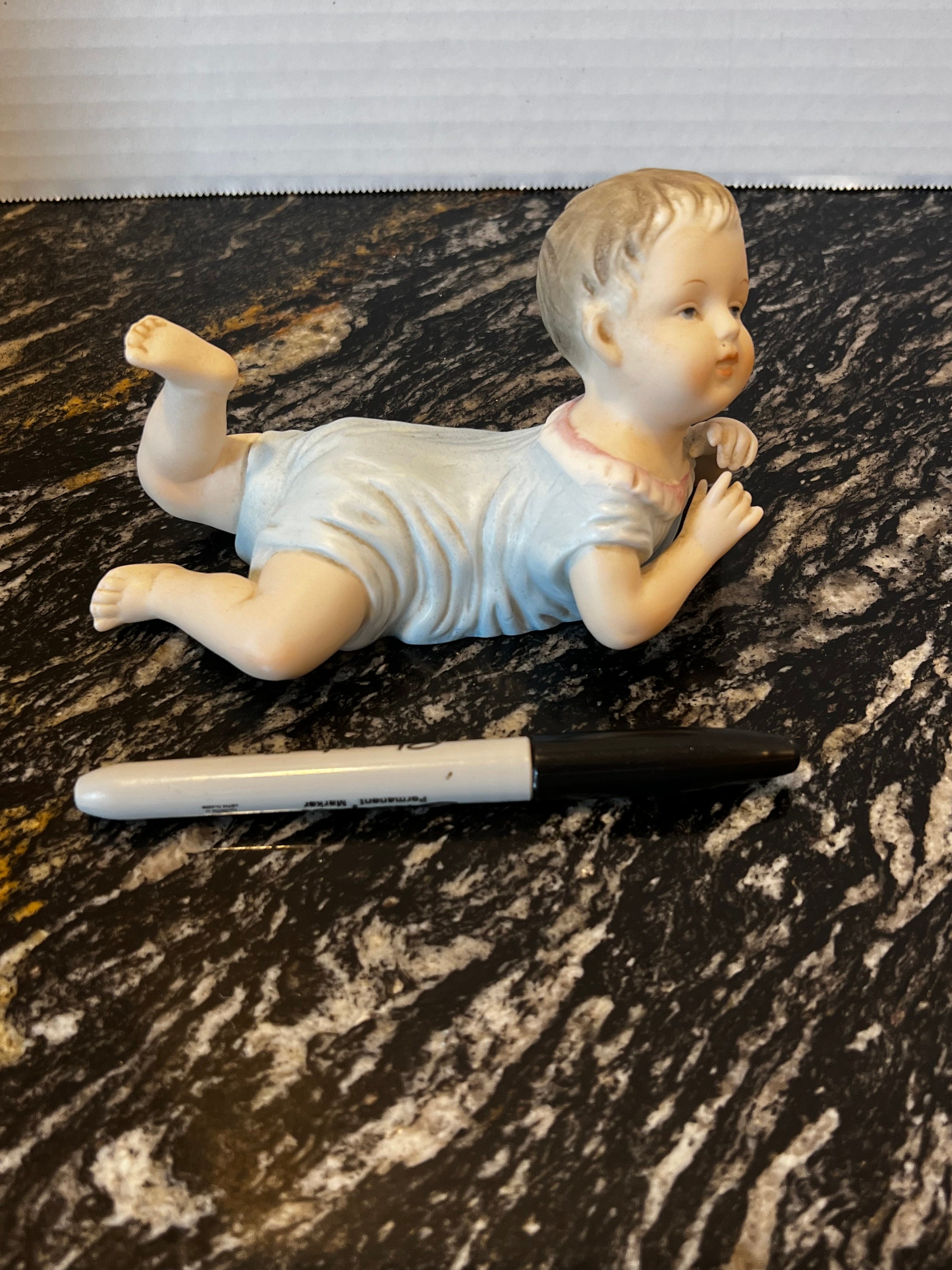 Vintage Baby Bisque Porcelain Hand-painted Baby Boy Figurine