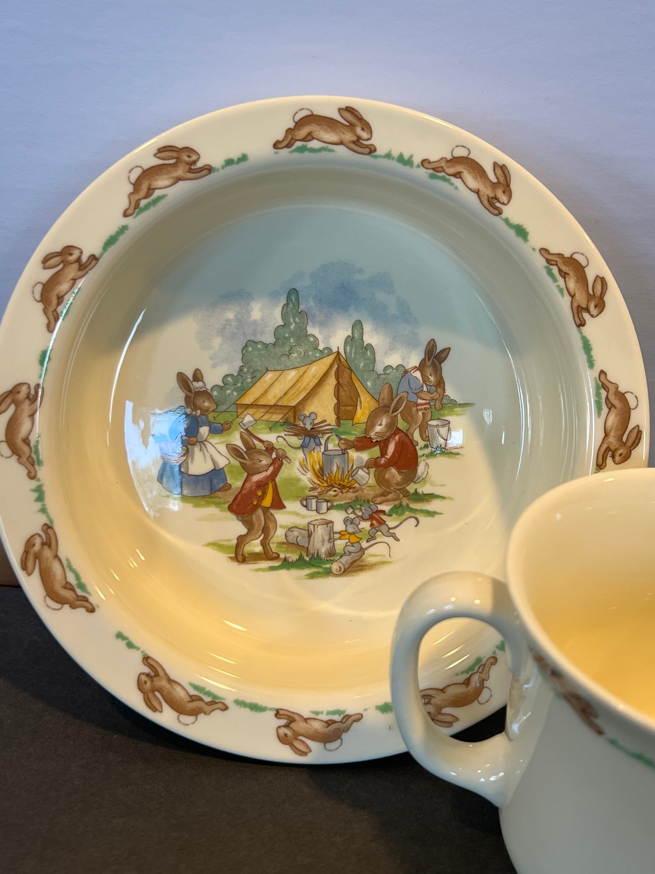 Vintage Royal Doulton Bunnykins Bowl & Tea Cup Set Design Tm Etsy