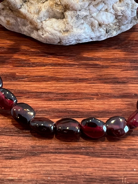 Garnet Necklace Beaded Red Cherry Color 15” - image 3