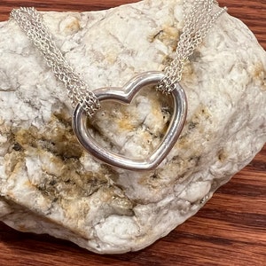 Sterling Silver Heart Multi Strand Necklace 925 Stunning 17”