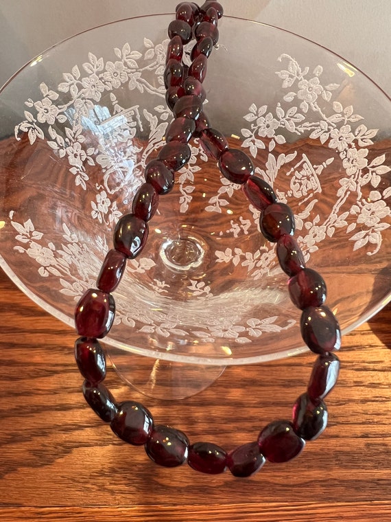 Garnet Necklace Beaded Red Cherry Color 15” - image 2