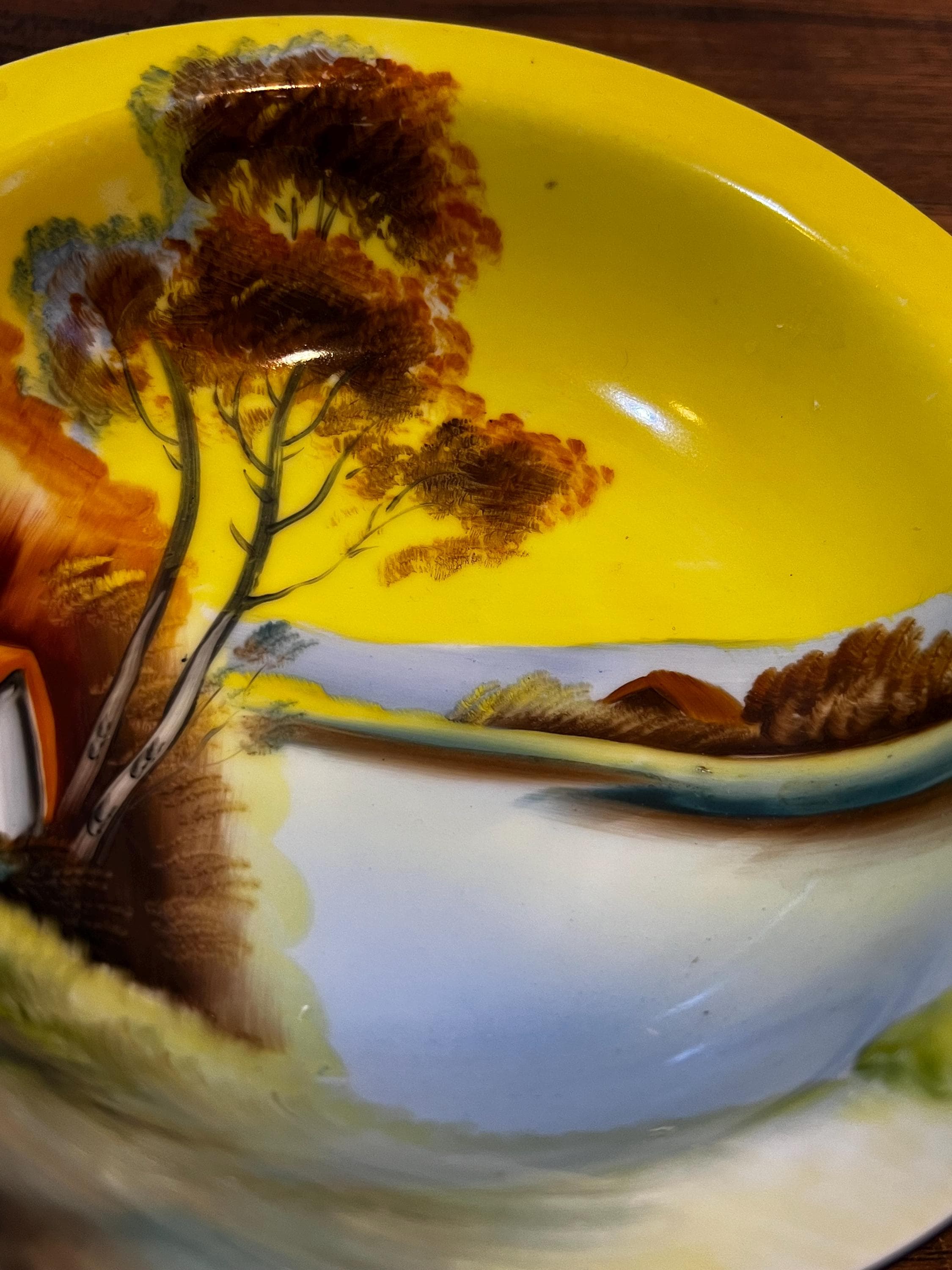 Vintage Noritake Hand-painted Lusterware Celery Dish – Lake Scene