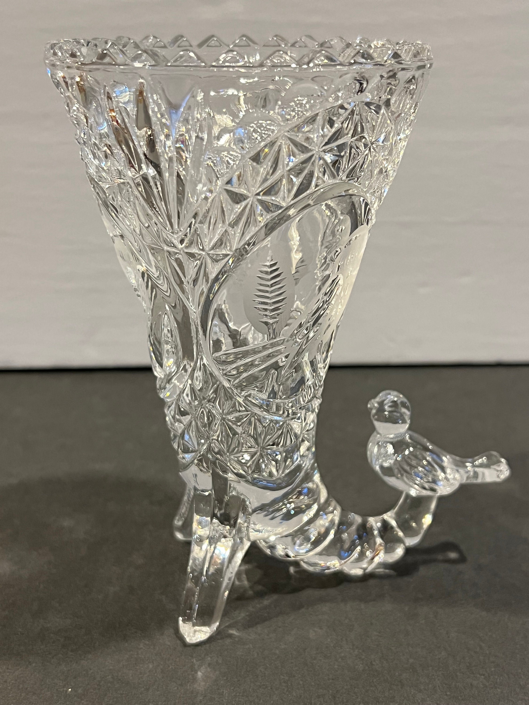 Vintage Hofbauer Byrdes Lead Crystal Cup/vase Flower Bird Vase