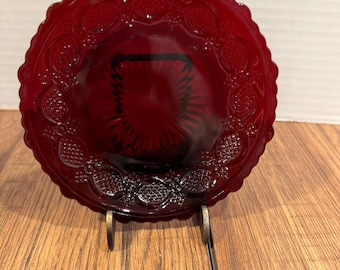 Vintage Avon Cape Cod Ruby Red Pie Plate - 5.5" Scalloped Edge Server - Wheaton Glass 1992 - Dessert Glass Style - Set of 4