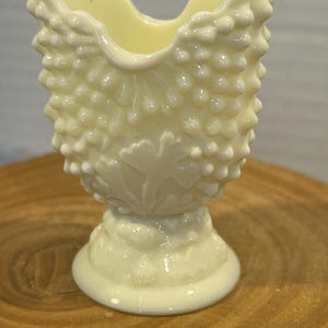 Vintage Fenton Custard Satin Cream Uranium Glass Toothpick Holder Trinket Glowing Glass Toothpick Holder Unique Collectible Home Decor