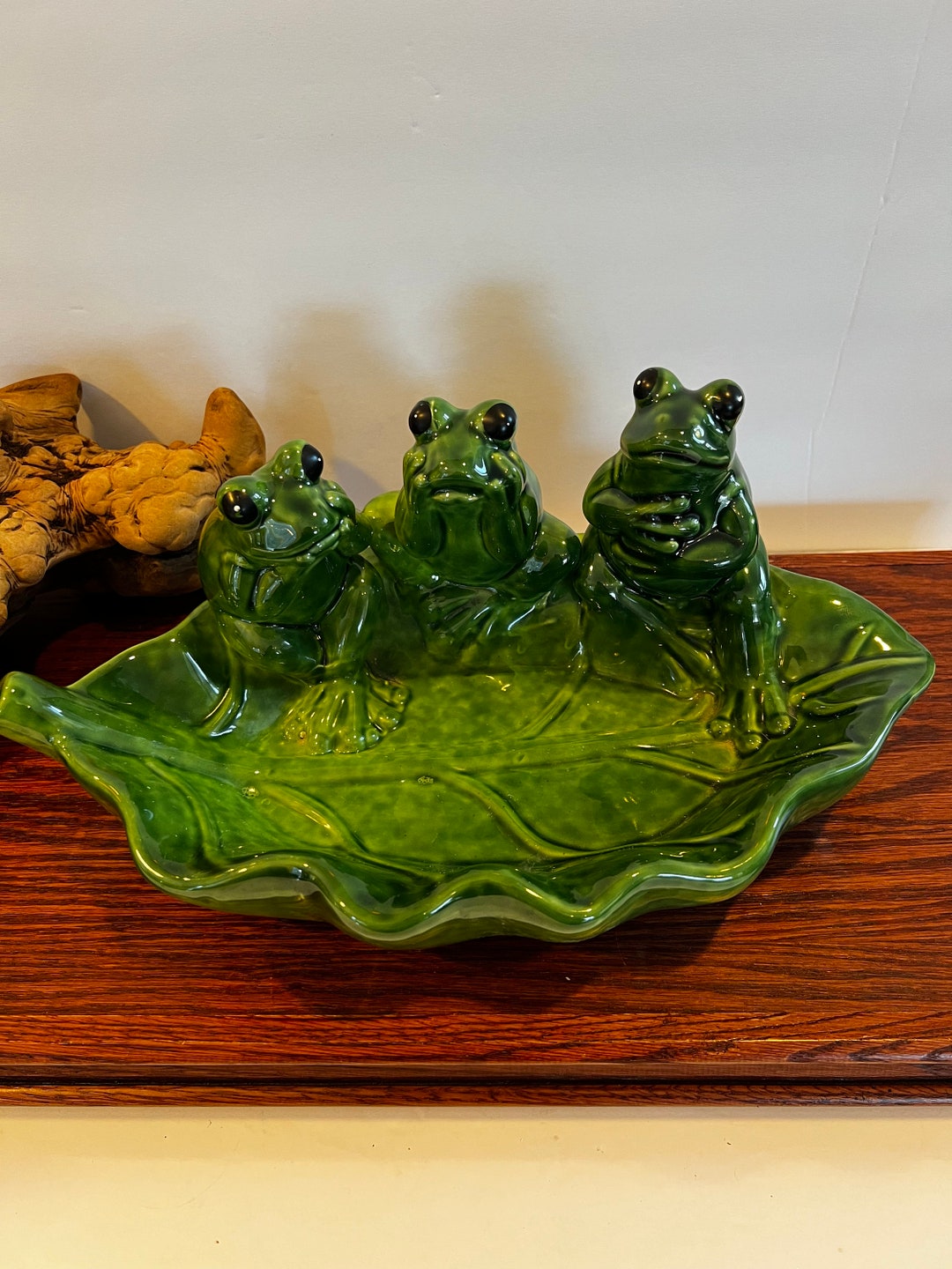 Vintage Three Frog Ceramic Pottery Dish Bird Bath Feedertrinket Dish Adorable Frog Figurine Etsy