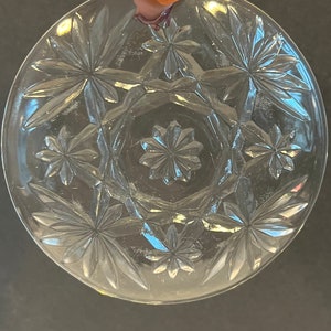 Vintage Anchor Hocking Clear Crystal Snack Dish Star Flower Small Appetizer Plate Round