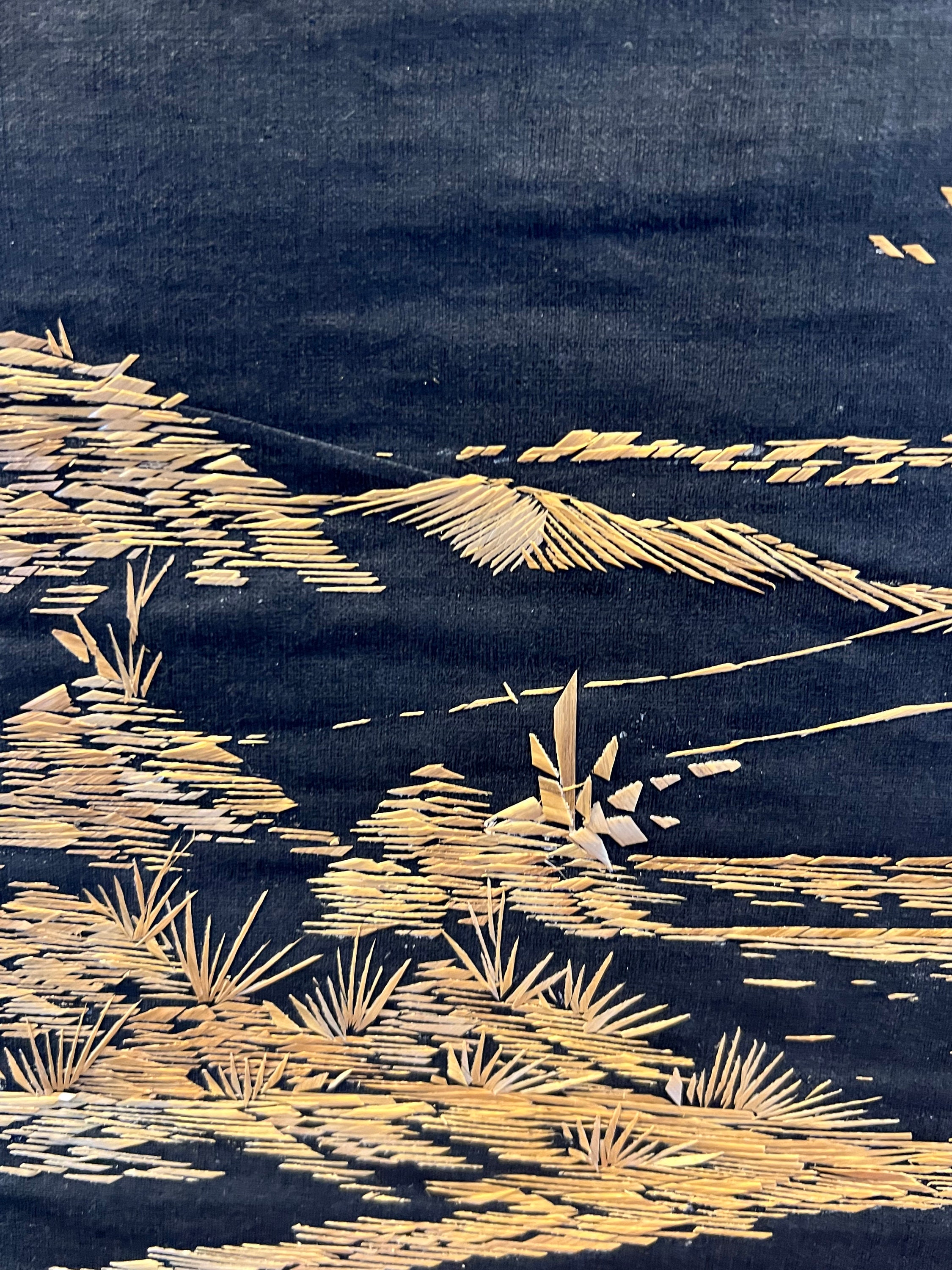 Vintage Rice Straw Art Asian Scene Oriental Wall Decor 2 Etsy