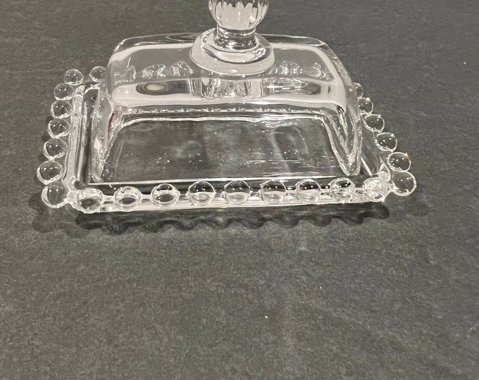 Imperial Mini Candlewick Covered Butter Dish Vintage Clear Glass