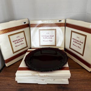Avon Cape Cod Collection Dinner Plates 10" Diameter in Original Boxes Vintage Ruby Red Glassware Classic Dinnerware Colorful Table