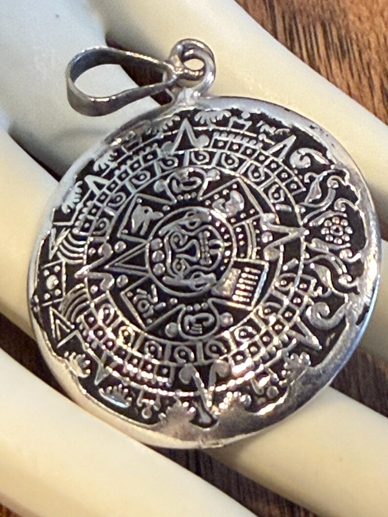 Vintage Aztec Sterling Silver Pendant - Heavy Statement Tribal Jewelry ...