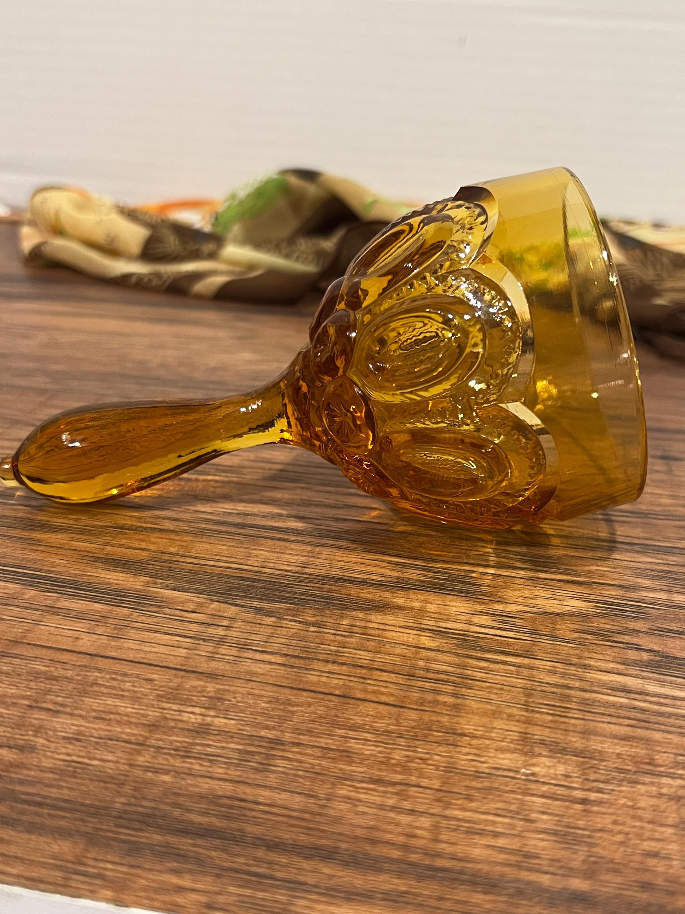 Vintage L.E. Smith Moon & Star Amber Glass Bell | Collectible Glass ...