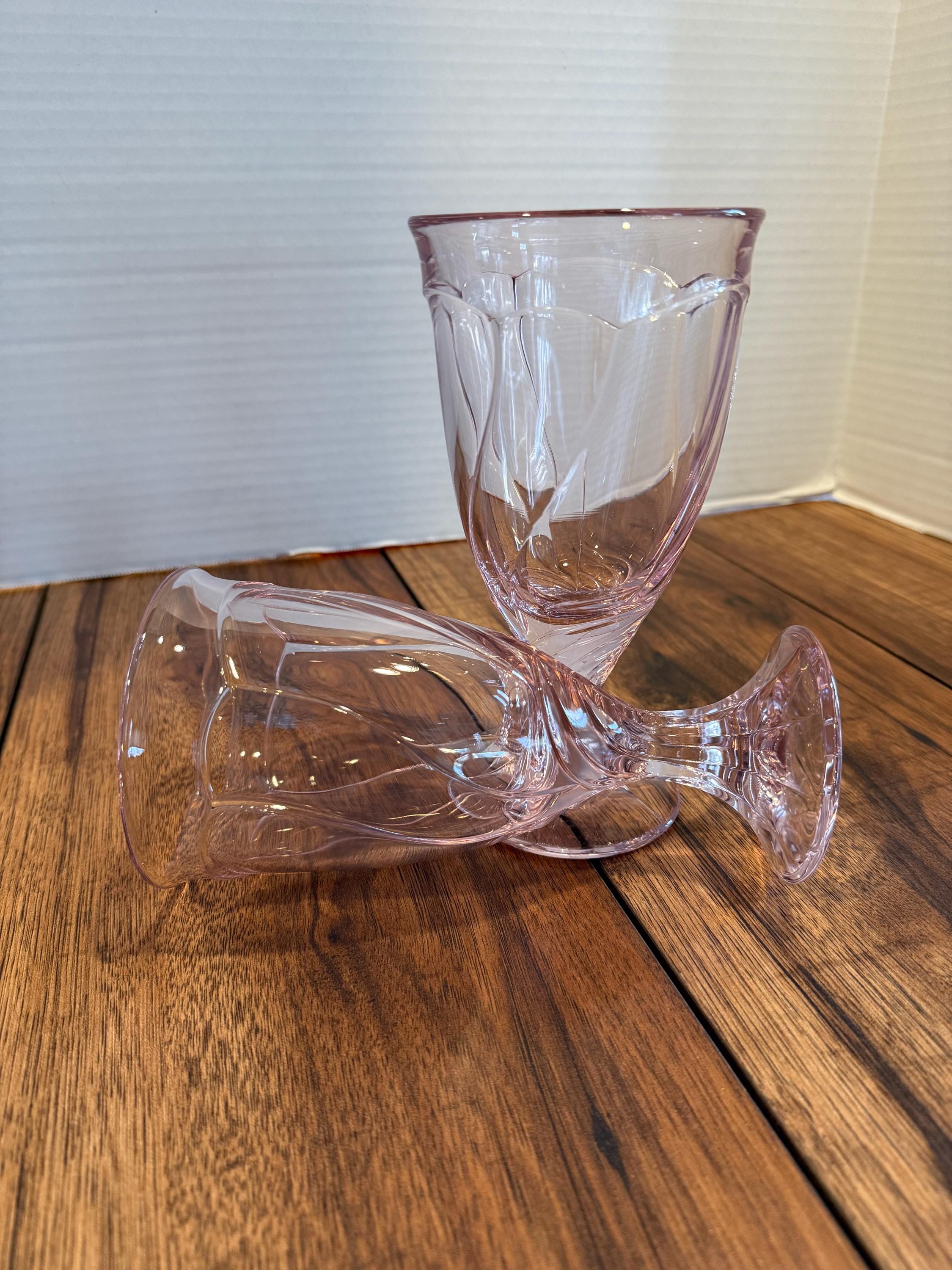Vintage Noritake Sweet Swirl Glasses - Set of 2 - Rose Design Iced