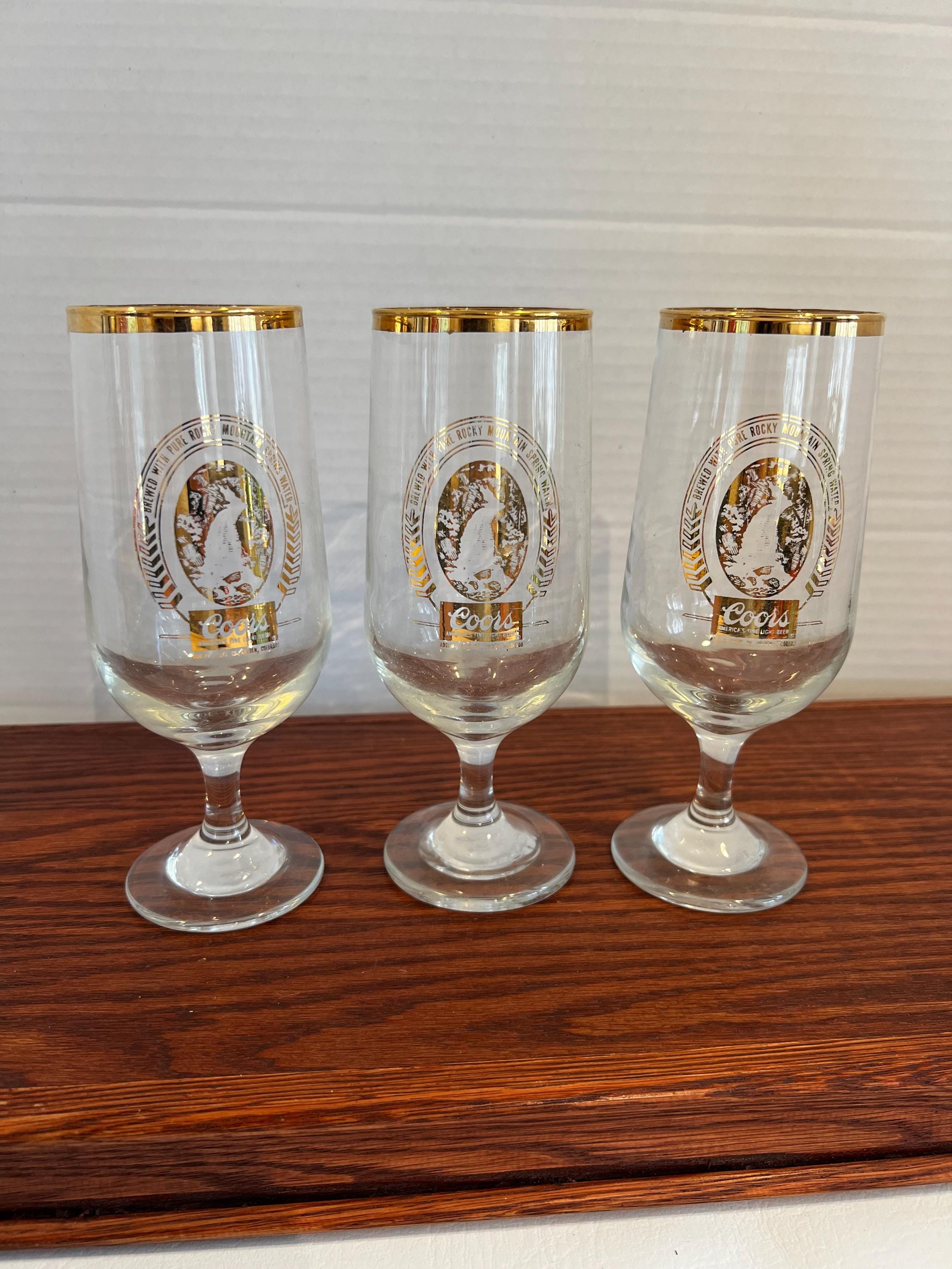 Vintage Coors Beer Stemmed Pilsner Glass – Gold Rim Goblet With