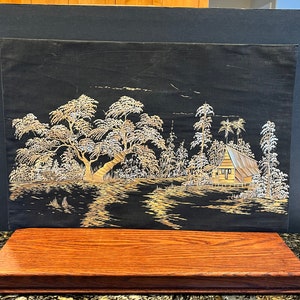 Vintage Rice Straw Art, Asian Scene, Oriental Wall Decor 2 scenes