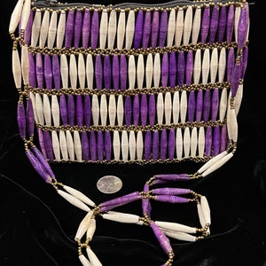 Handmade Purple & White Beaded Crossbody Purse | Ethical Fashion | Ugandan Artisans | Stylish Shoulder Bag | Help-Uganda