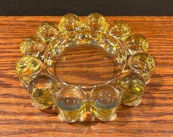 Vintage Anchor Hocking Tray Yellow Or Clear Boopie Bubble Glass Desk accessory Ashtray Ring Dish