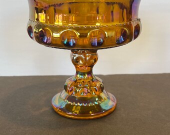 Vintage Candy Dish Indiana Colony Marigold Carnival Glass Kings Crown Pedestal Bowl Housewarming Gifts Home Decor