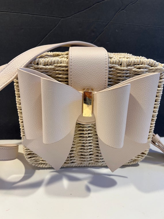 Retro White Bow Straw Purse Crossbody by Like Dre… - image 9