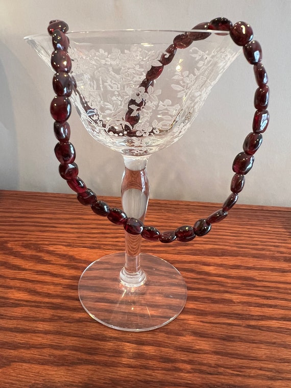 Garnet Necklace Beaded Red Cherry Color 15” - image 4