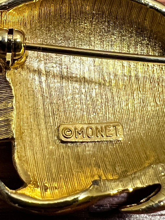 Vintage Monet Cream Gold Tone Fish Enamel Brooch … - image 5
