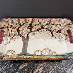 Countryside Rustic Hand Made Pottery Cracker Tray By Janet Ricuk One of A Kind Handmade Stoneware Ceramic image 1