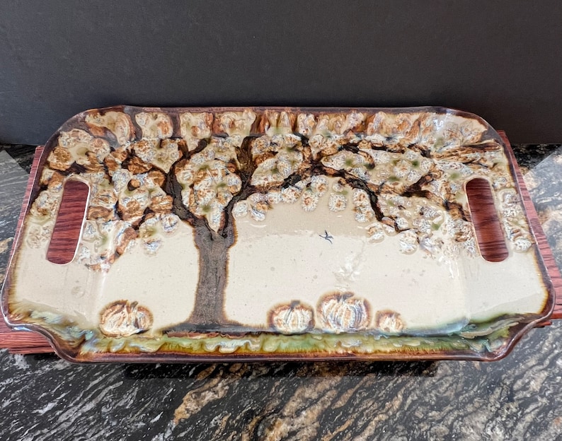 Countryside Rustic Hand Made Pottery Cracker Tray By Janet Ricuk One of A Kind Handmade Stoneware Ceramic image 1