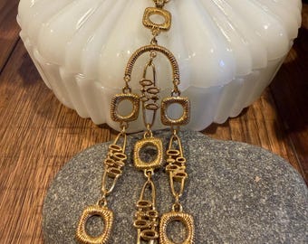 Vintage Crown Trifari Gold Tone Tassel Necklace - Rare Statement Bib Necklace - 1960s Classic Designer Costume Jewelry