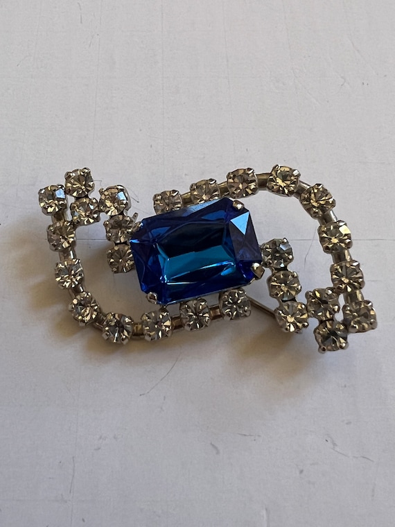 Vintage Abstract West Germany Brooch Blue and Clea