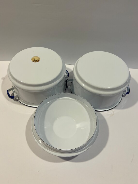 Antique Enamel Stackable Lunch Pail Advertising A… - image 4