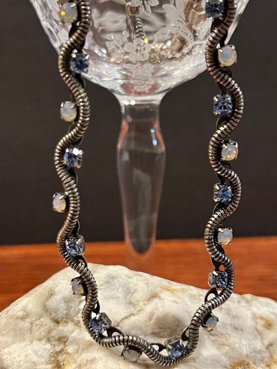 Vintage Gorgeous Braided Snake Rhinestone Necklac… - image 9