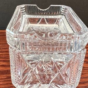 Vintage 1980s Crystal Ashtray & Cigarette Case - Julia Glassworks Poland - Retro Bachelor Party Martini Cigar Night Decor