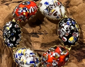 Vintage Millefiori Venetian Art Glass Brooch Pin | Multi Colored Blown Glass | Unique Sweater Coat Accessory | Handmade in Italy