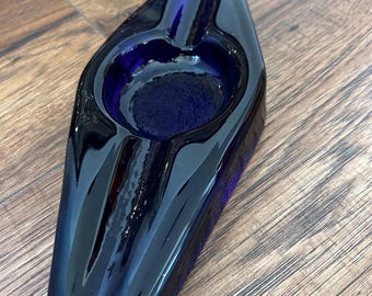 サンヨー　ブルーコペン　デザートセット　28個 Vintage Blenko Cobalt Blue Ashtray 9735 - Hand-blown Glass Cigar