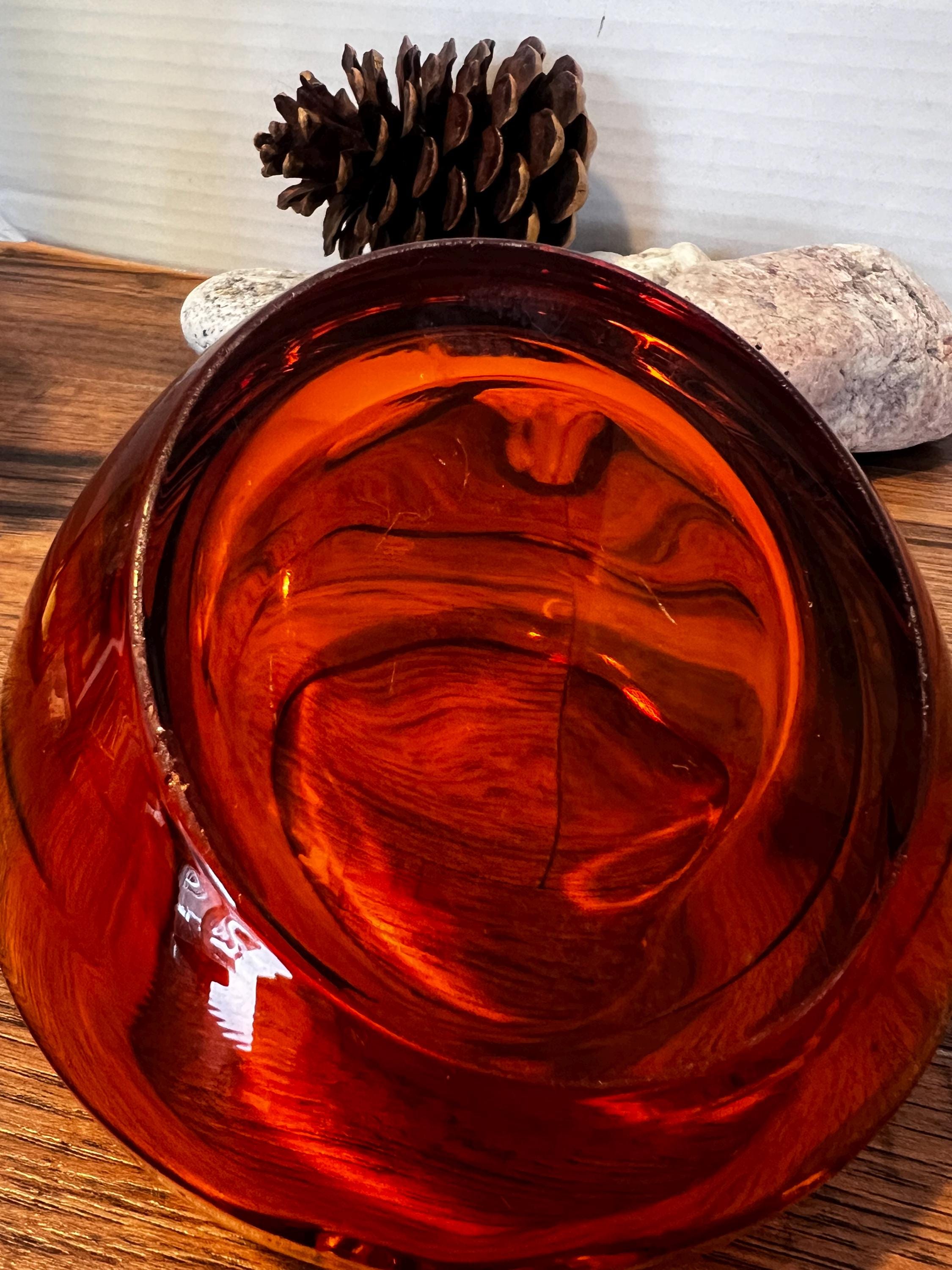 Vintage Viking Orb Ashtray | Mid-century Modern Orange Glass