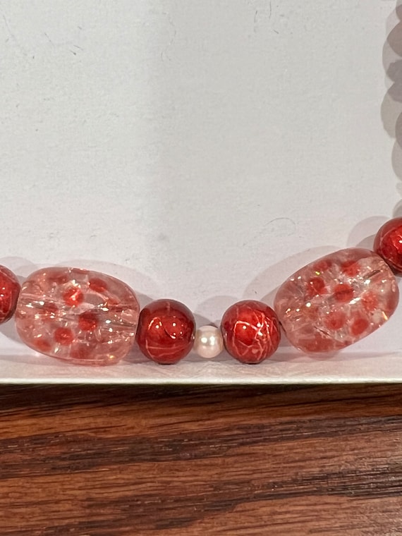 Dazzling Jewelry Set Red Multi Color Beaded Earri… - image 5