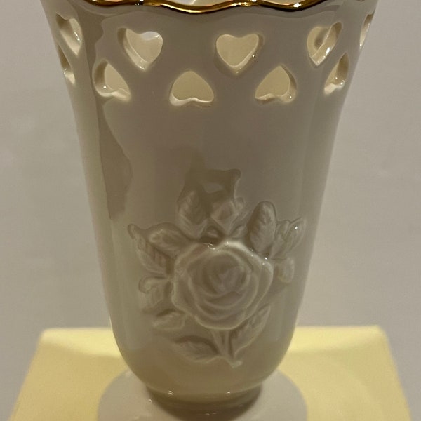 Vintage Lenox China Rose Vase - Porcelain Heart of Rose Decorative Vase, Perfect for Bridal Gifts, Centerpieces & Floral Arrangements