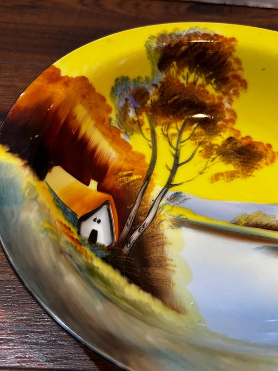 Vintage Noritake Hand-painted Lusterware Celery Dish – Lake Scene