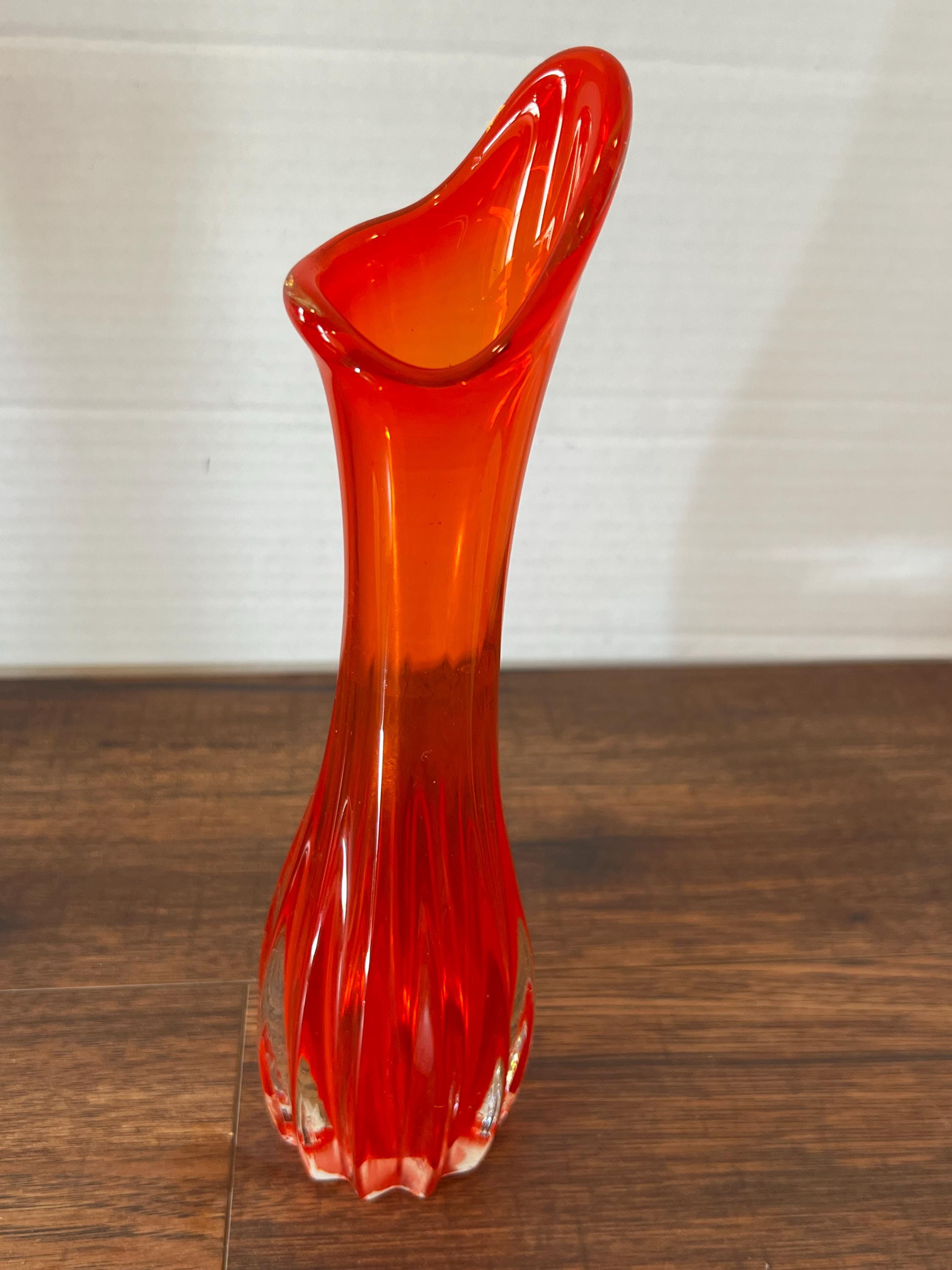 Vintage Amberina Orange Sunset Swung Glass Vase – C. Wales Made in